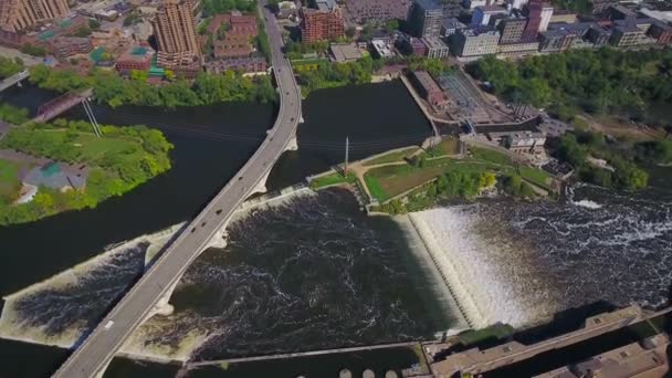 Minneapolis Aerial View Upper Pool Mississippi River Minnesota — Stock video