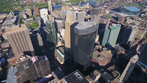 Minneapolis Minnesota Aerial Flying Amazing Landscape Downtown — стокове відео