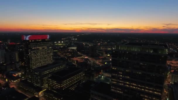 Minneapolis Nachts Uitzicht Lucht Downtown City Lights Minnesota — Stockvideo