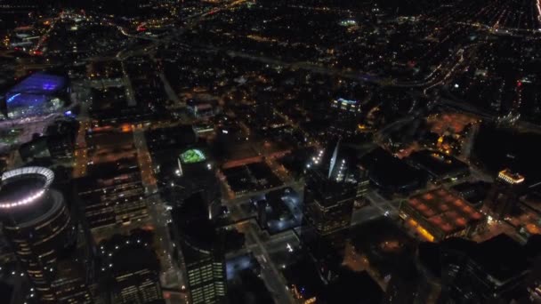 Minneapolis Noche Vista Aérea Minnesota Ciudad Enciende Centro Ciudad — Vídeo de stock