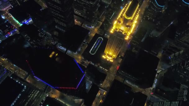 Minneapolis Βράδυ Στο Κέντρο Της Πόλης Αεροφωτογραφία City Lights Μινεσότα — Αρχείο Βίντεο