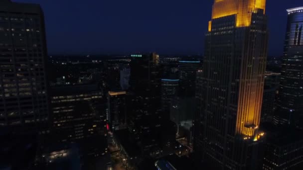 Minneapolis Την Νύχτα Αεροφωτογραφία Μινεσότα Downtown City Lights — Αρχείο Βίντεο