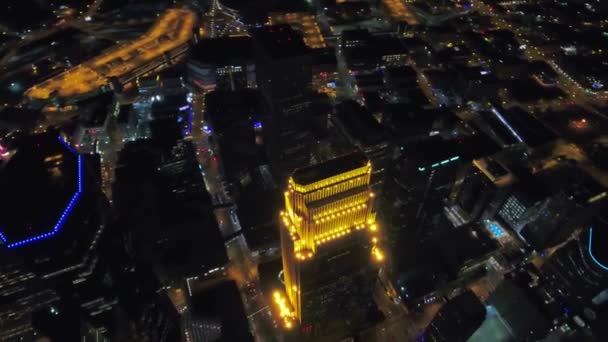 明尼阿波利斯的夜晚 市中心 空中景观 明尼苏达州 城市照明 — 图库视频影像