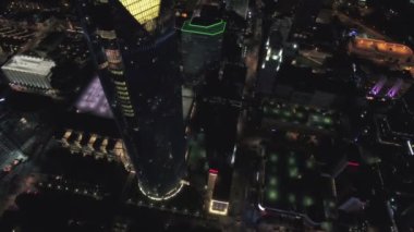 Oklahoma City Gece, Şehir Merkezi, Hava Görüntüsü, Devon Enerji Merkezi, Oklahoma