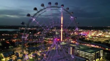 Orlando at Night, Aerial View, Ferris Wheel, Florida, City Lights, Downtown