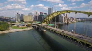 Pittsburgh, Aerial View, Fort Pitt Köprüsü, şehir merkezi, Pennsylvania