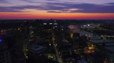 Pittsburgh Gece, Hava Manzarası, Şehir Merkezi, Monongahela Nehri, Pennsylvania