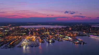 Portland, Gece, Maine, Hava Manzarası, Portland Limanı, Muhteşem Manzara