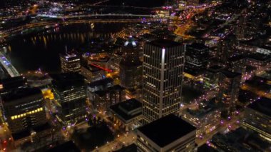 Portland, Gece, Oregon, Şehir merkezi, Şehir Işıkları, Hava Manzarası