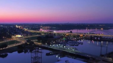 Providence at Night, Aerial View, Rhode Island, Providence River