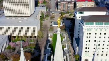 Salt Lake Şehri, Salt Lake Tapınağı, Drone View, Capitol Hill, Utah