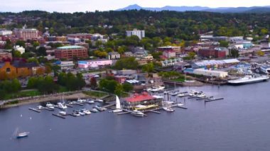 Burlington, Vermont, Aerial View, Champlain Gölü, Downtown