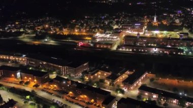 Manchester 'da Gece, Hava Görüntüsü, New Hampshire, Şehir Merkezi, Şehir Işıkları