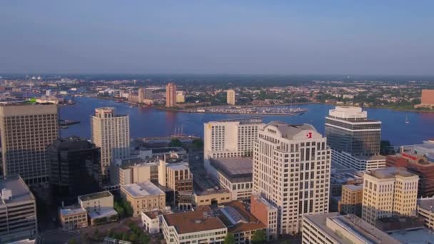 Norfolk Luchtfoto Virginia Amazing Landscape Downtown — Stockvideo