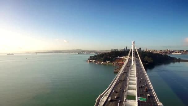 Oakland Bay Bridge San Francisco Bay California Aerial View — Stock Video