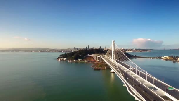 Oakland Bay Bridge Aerial View San Francisco Bay California — стокове відео
