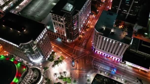 Orlando Noche Vista Aérea Centro Ciudad Florida Luces Ciudad — Vídeo de stock