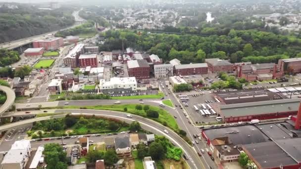 Paterson Old Great Falls Historic District Aerial View New Jersey — Stock video