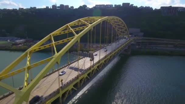 Pittsburgh Hava Manzarası Fort Pitt Köprüsü Pennsylvania Muhteşem Manzara — Stok video