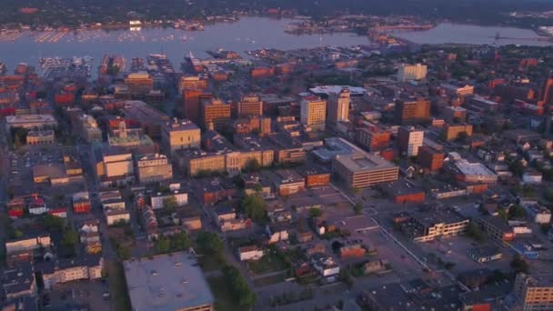 Noite Sobre Portland Maine Vista Aérea Paisagem Incrível Centro Cidade — Vídeo de Stock