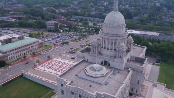 Providence Rhode Island Eyalet Binası Hava Manzarası Şehir Merkezi — Stok video