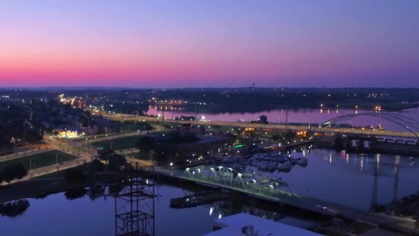 Providence Nuit Vue Aérienne Rhode Island Rivière Providence — Video