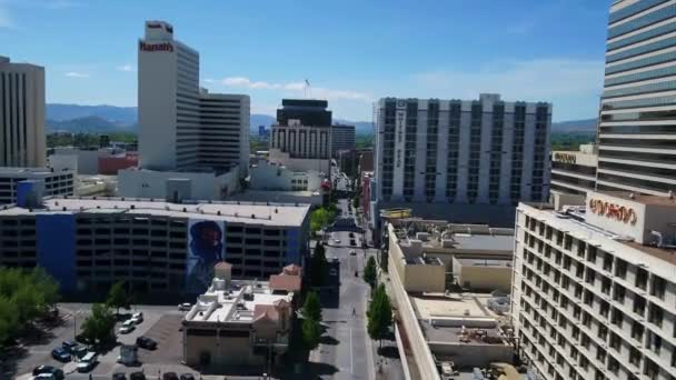 Reno Vista Aérea Centro Cidade Paisagem Incrível Nevada — Vídeo de Stock