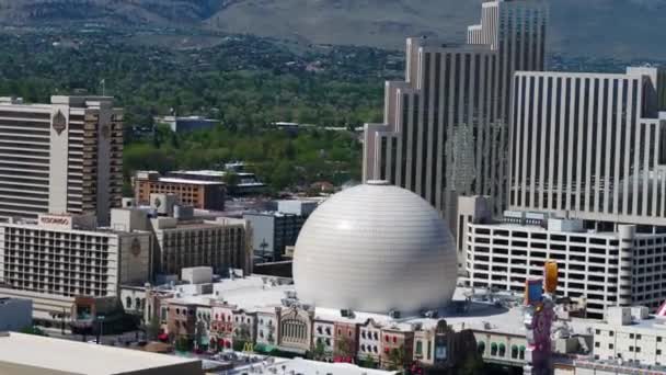 Reno Downtown Flygfoto Fantastiskt Landskap Nevada — Stockvideo