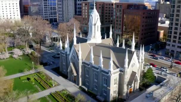 Salt Lake City Versammlungshalle Luftaufnahme Capitol Hill Utah — Stockvideo