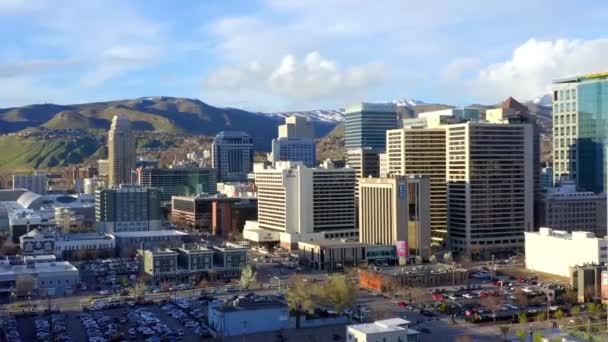 Salt Lake City Αεροφωτογραφία Downtown Καταπληκτικό Τοπίο Γιούτα — Αρχείο Βίντεο
