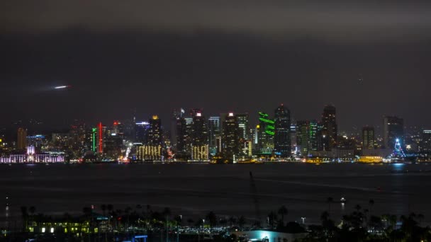 San Diego Por Noche Time Lapse San Diego Bay City — Vídeo de stock