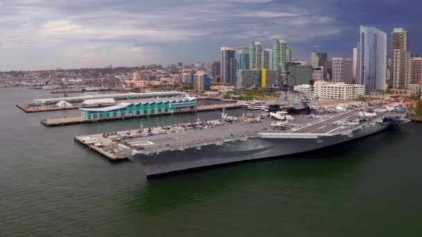 San Diego Vue Aérienne Uss Midway Museum Navy Pier Californie — Video