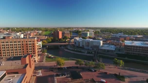 Sioux Falls Aerial View Downtown Big Sioux River South Dakota — стокове відео