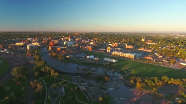 Sioux Falls Flygfoto Big Sioux River Fantastiskt Landskap South Dakota — Stockvideo