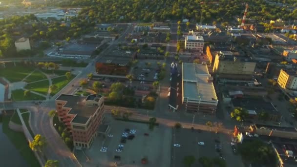 Sioux Falls Big Sioux River Flygfoto South Dakota Downtown — Stockvideo