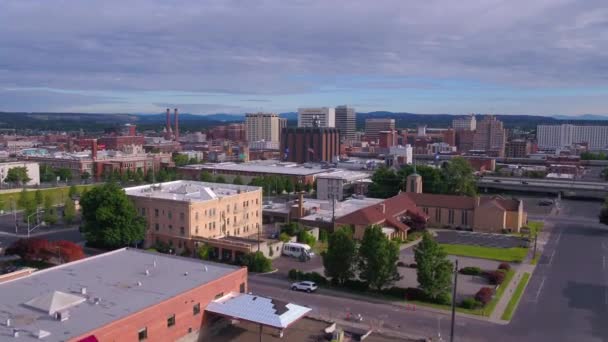 Spokane Aerial View Washington State Amazing Landscape Downtown — Stock video