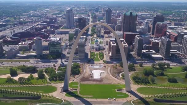 Louis Arco Della Porta Vista Aerea Missouri Centro Città Paesaggio — Video Stock