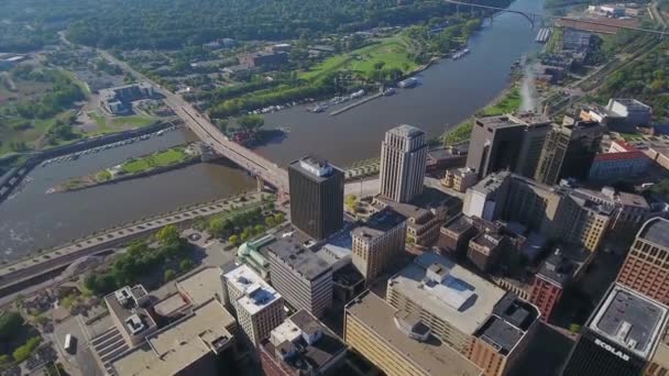 Paul Flygfoto Downtown Mississippifloden Minnesota — Stockvideo