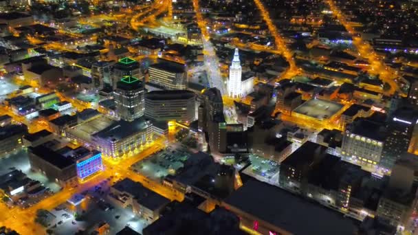 Buffalo Nuit Vue Aérienne Centre Ville État New York Lumières — Video