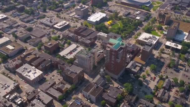 Μάντσεστερ Αεροφωτογραφία Downtown Amazing Landscape New Hampshire — Αρχείο Βίντεο