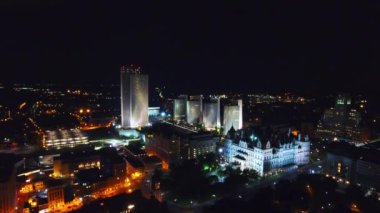 Gece Albany, Empire State Plaza, Drone View, New York State Capitol