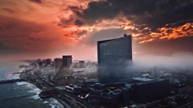 Morning Over Atlantic City, Drone View, Downtown, New Jersey, inanılmaz manzara.