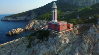 Amalfi, İtalya, Hava Manzarası, Capo d 'Orso Deniz Feneri, Tiren Denizi