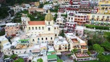 Amalfi, Positano, İtalya, Salerno ili, Tyrhenian Denizi, Dik Kayalıklar, Hava Manzarası