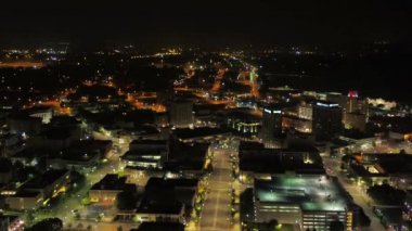 Montgomery at Night, Drone View, Downtown, Alabama, City Lights
