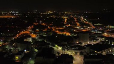 Montgomery at Night, Drone View, City Lights, Downtown, Alabama