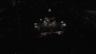 Sacramento Gece, Kaliforniya Eyalet Meclisi, Drone View, Şehir Işıkları, Şehir Merkezi