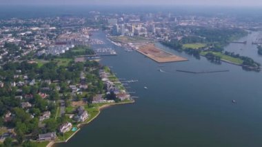 Stamford, Drone View, Waterside, South End, Connecticut, Long Island Sound