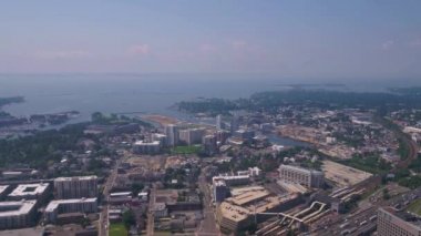 Stamford, Drone View, South End, Waterside, Connecticut, Long Island Sound