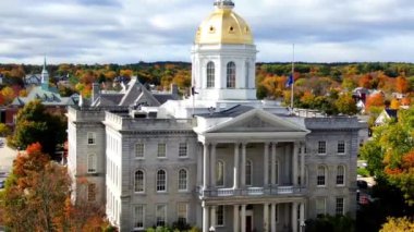 Concord, New Hampshire Eyalet Binası, Şehir Merkezi, Drone View, Muhteşem Manzara